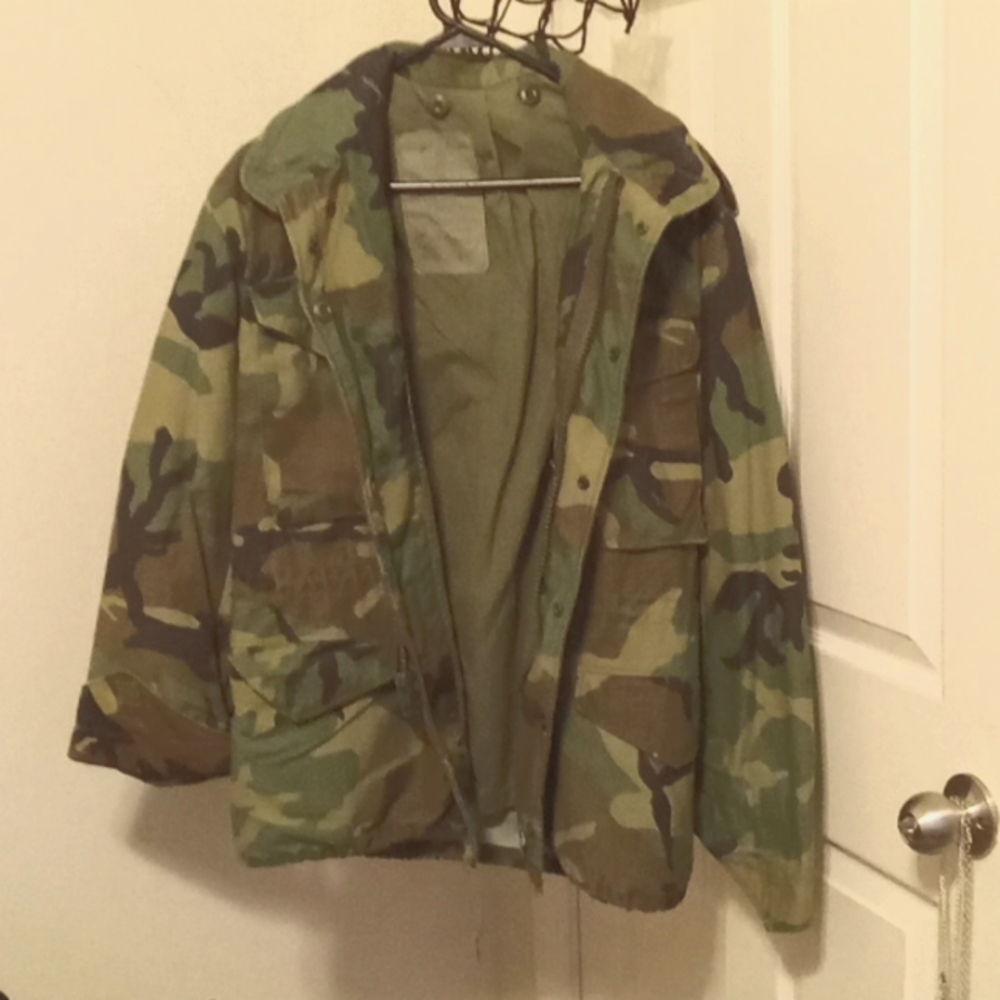 Camouflage cold weather coat
